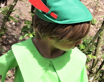 Peter Pan hat, green hat, green felt hat