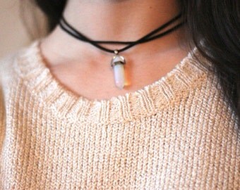 Crystal Necklace - Crystal Choker Necklace - Double Wrapped Choker - Healing Crystals and Stones - Crystals - Boho Choker Necklace