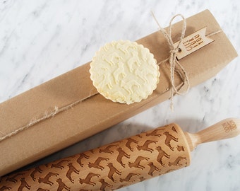 BOSTON TERRIER - embossed, engraved rolling pin for cookies