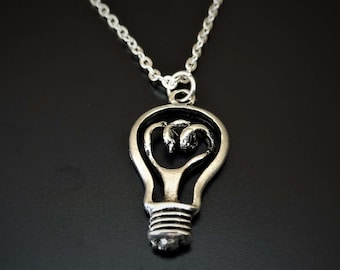 Light Bulb Necklace, Light Bulb Charm, Light Bulb Pendant, Light Bulb Jewelry, Science Necklace, Science Jewelry,Science Teacher,Electrician
