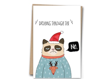 Christmas Card Grumpy Cat Funny Greetings Card A6 Holiday Card Christmas Greetings Card Funny Christmas Card Humor Card | Blank Inside