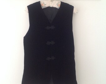 Womens waistcoat, vintage jacket, velvet top, boho top, tunic top, ladies waistcoat, 90's clothing, black velvet tunic, festival top, new!