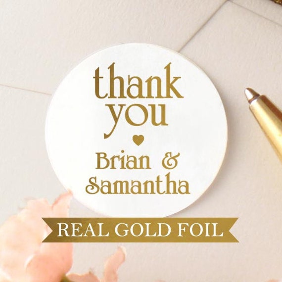 Gold Thank You Stickers Gold Name Sticker by GoldAndSeal on Etsy