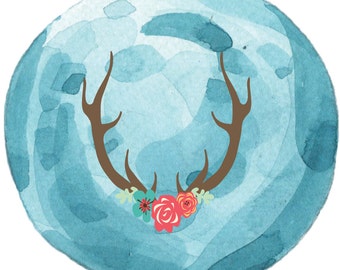 floral antlers svg - deer antler svg - floral svg - svg png jpg eps - commerical use - cutting files - boho svg - deer antler monogram svg