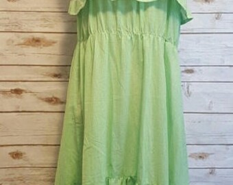 Vintage, 1970's, green gingham sundress, Large