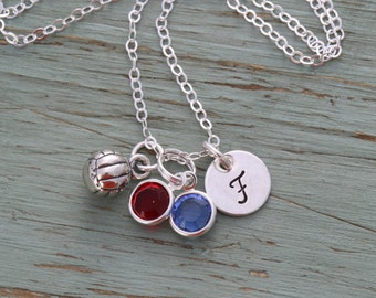 SALE • Girls Sport Gift Volleyball Necklace Sport Custom Volleyball Team Gift•Women Volleyball Varsity Sterling Silver Volleyball Coach Gift