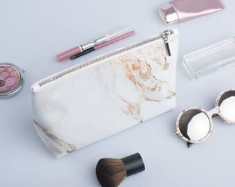 Cosmetic Bag Personalized Cosmetic Bag pencil case Marble make bag Gift for her Bridesmaid gift Hashtag makeup bag Bridal party gift CLM301
