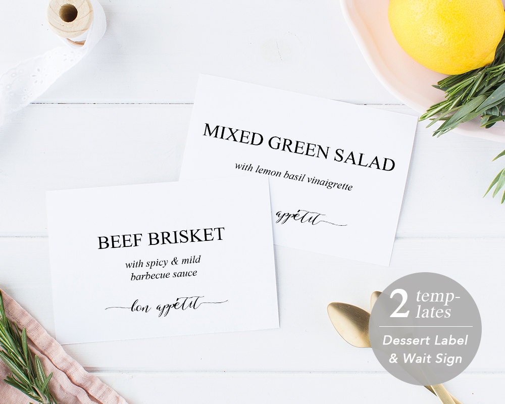 Printable Buffet Label Template Buffet Food Sign Buffet