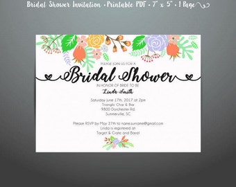 Floral Bridal Shower Invitation Printable