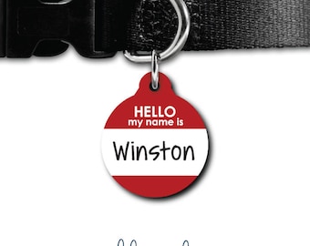 Hello My Name Is Pet Tag Personalized Hello PetTag Pet ID Tag Dog Tag Cat Tag Custom Dog Tag Cat Tag Custom Pet Tag Personalized ID Tag