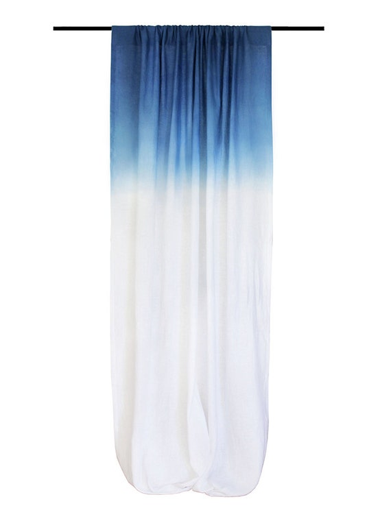 Natural curtain Ombre Blue and white linen by LovelyHomeIdea