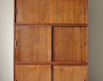 Raymor Omnibus Wall Unit by Sven Ellekaer Danish Teak Walnut | Mid Century Modern Modular Wall Cabinets | Cado Style Wall Shelving System
