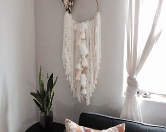 Bohemian Dream Catcher, Large White Dream Catcher, Dreamcatcher, Wall Hanging Dreamcatcher, Woodland Nursery, Bohemian Dreamcatcher, Hippie
