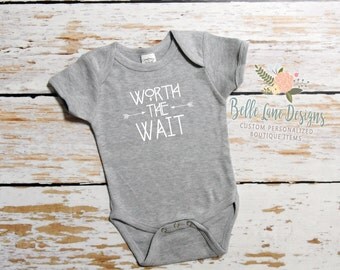 Worth the Wait Onesie | Tribal Design Onesie | Boys Worth the Wait | Gray Onesie for Boys | 037