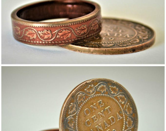 Rose Ring, Coin Ring, Vine Ring, Copper Ring, Canadian Penny, Coin Rings, Coin Art, Floral Ring, Gift for Her, Unique Ring, Pink Ring, coin