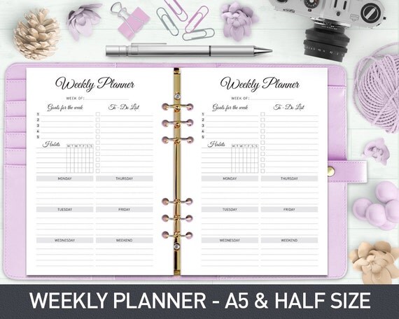 A5 Weekly Planner Printable Weekly Organizer by ProGraphicDesign