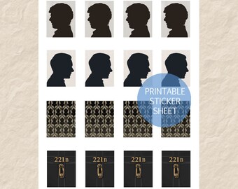 Sherlock Holmes Stickers, John Watson Stickers, Printable Sherlock Planner Stickers, Erin Condren Sherlock Stickers, Planner Box Stickers