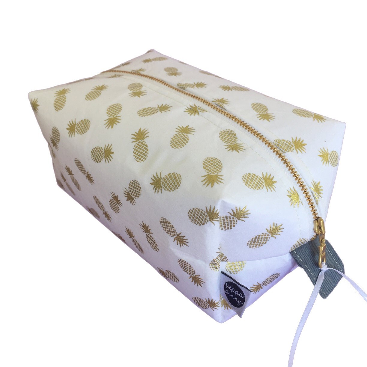 Gold makeup bag pineapple print gold pineapples waterproof