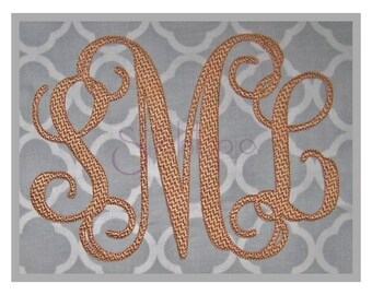 Interlocking Vine Monogram Set – 6" 6.5" 7" 7.5" 8"- Machine Embroidery Font Script Monogram Font PES BX Font 11 Formats - Instant Download