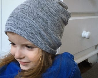 Slouchy Beanie / baby beanie hat / grey jersey knit hat / toddler beanie / kids beanie / hipster baby