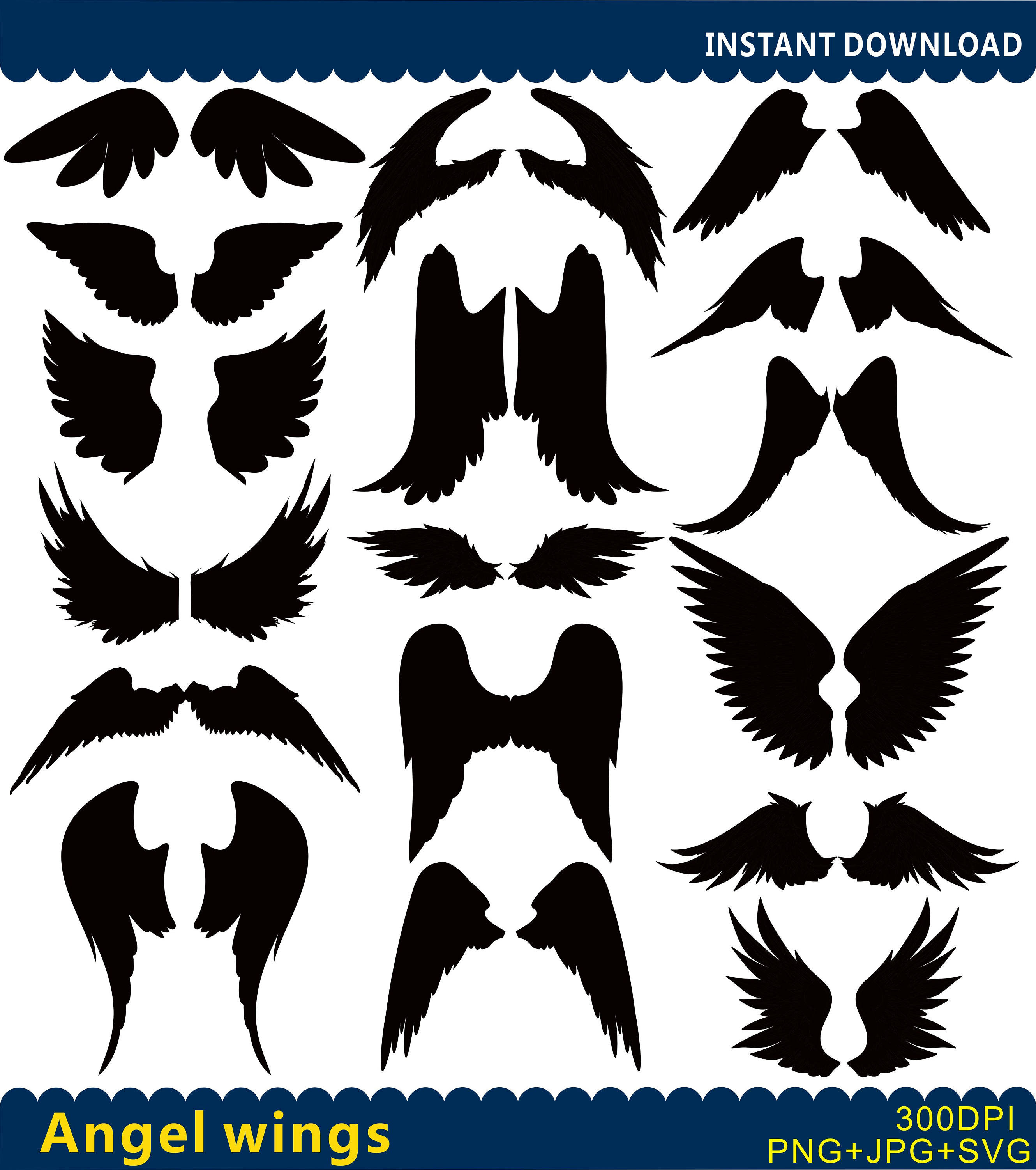 Download Angel Wings SVG Angel Wings Clipart Angel Silhouettes