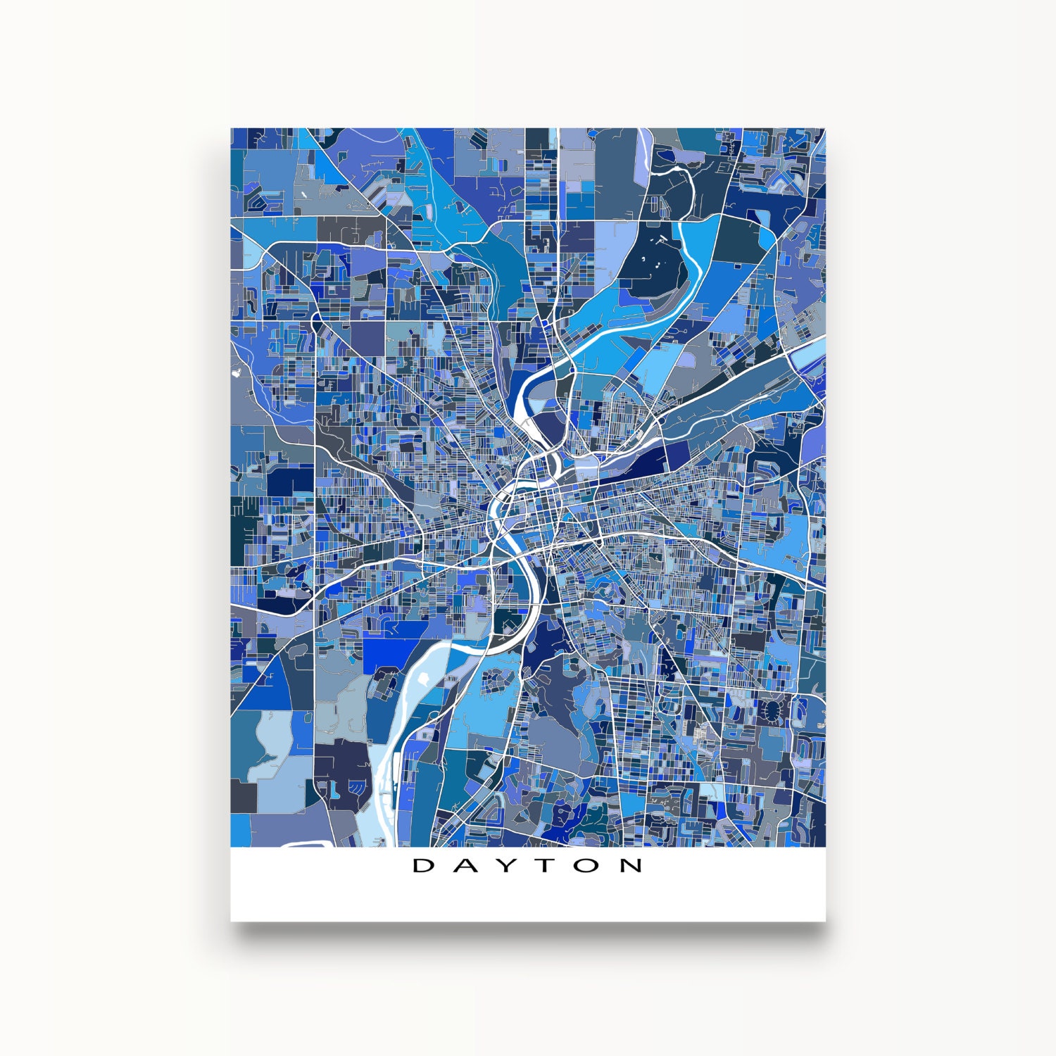 Dayton Ohio Dayton Map Print USA City Maps Blue