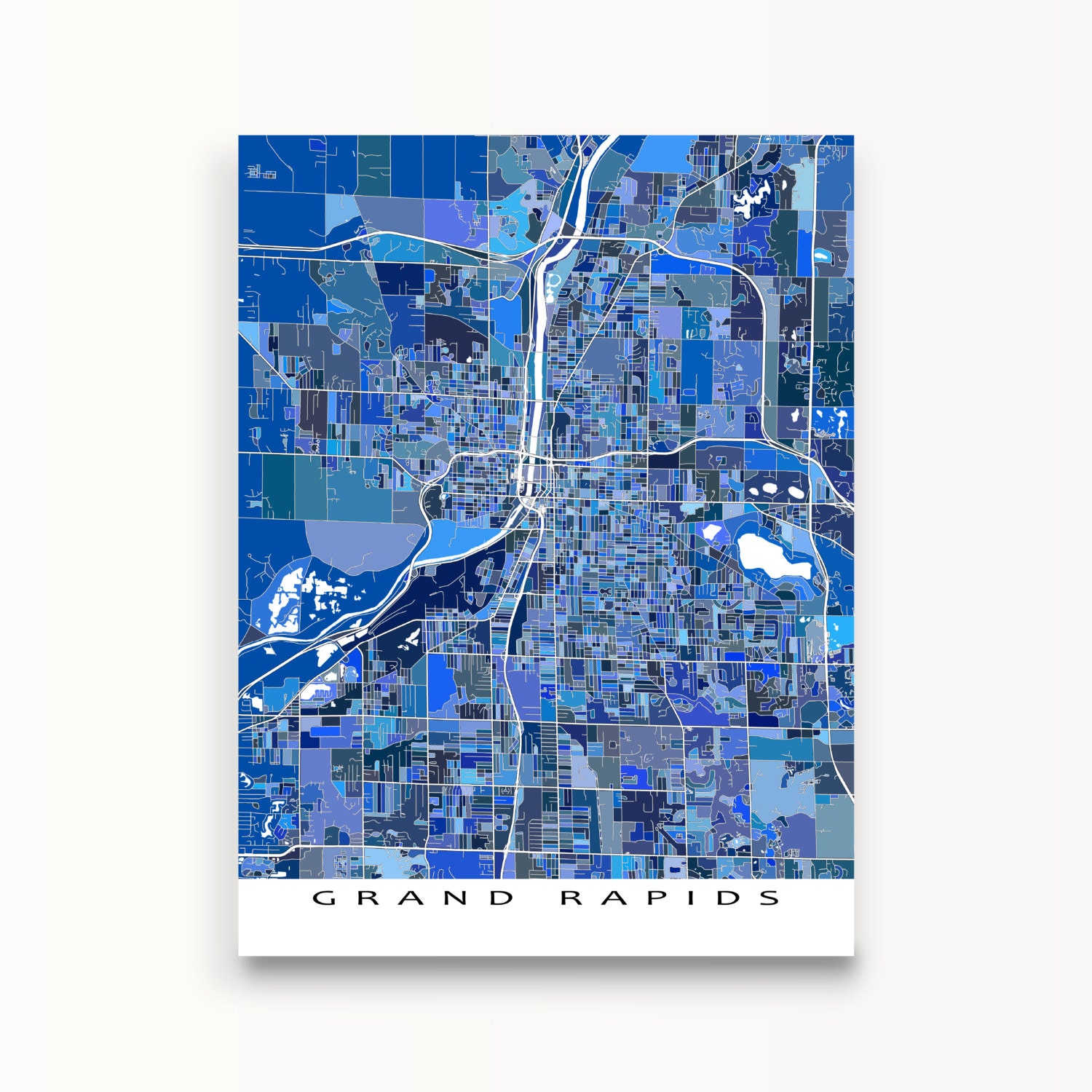 Grand Rapids Map Print Grand Rapids Michigan City Map Art