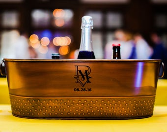 Personalized Copper Finish Galvanized Beverage Bucket for Wedding, Housewarming, Birthday, Anniversary, *Monogrammed Gift