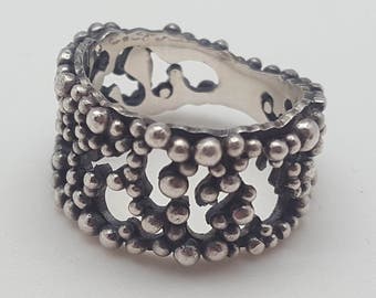 Ring "Millepora", Silver 925 oxidized and granulation