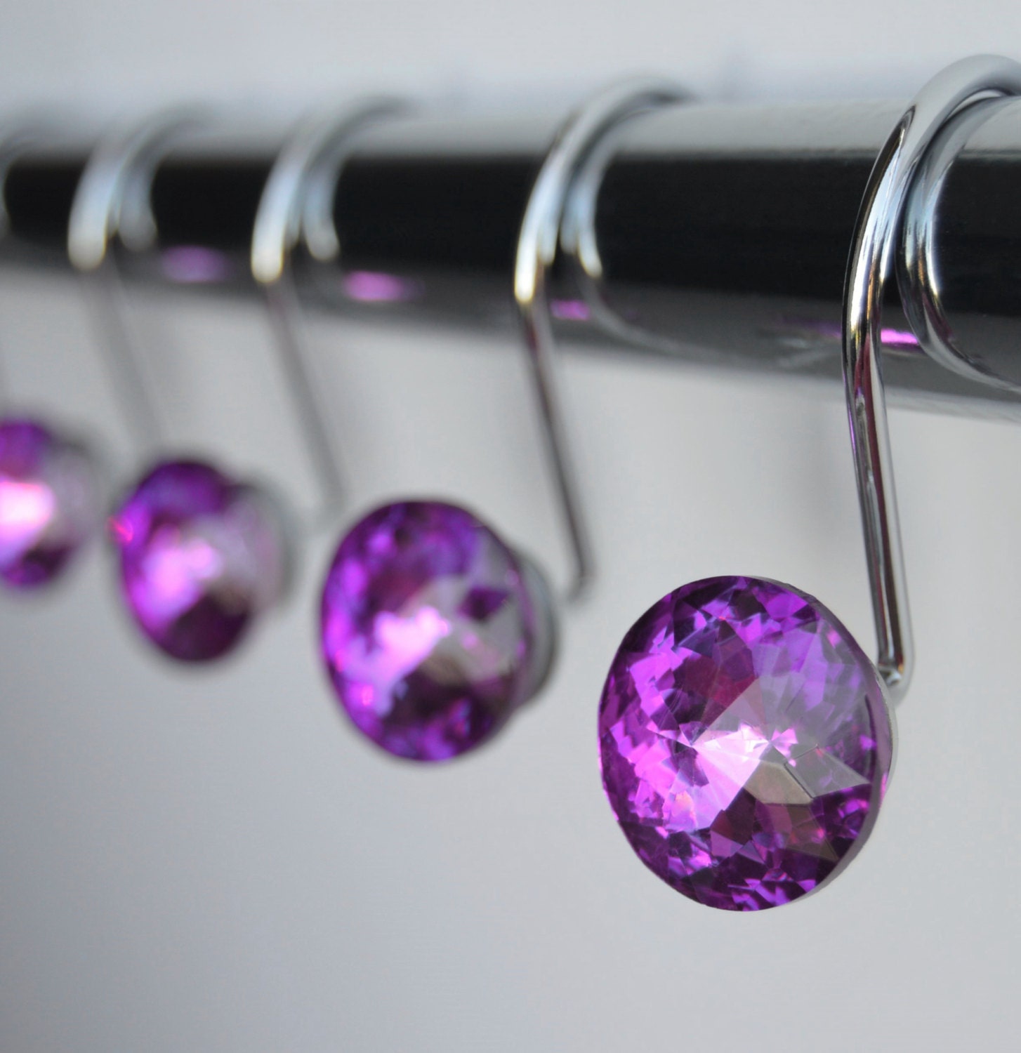 Shower Curtain Hooks Rings Purple Glass 1 by AmericanCuteness