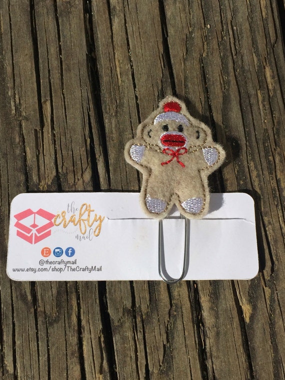 Sock Monkey Clip/Planner Clip/Bookmark. Monkey planner clip