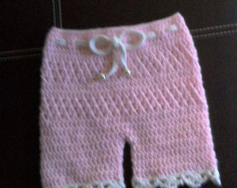 Crocheted short baby pants