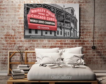 Chicago Cubs, Cubs World Series, Cubs, Wrigley Field, Cubs Canvas, Neon Sign, Chicago Gift, MLB, Cubbies, Mens Gift, Man Cave, Baseball Art
