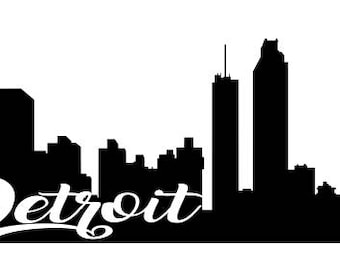 Detroit skyline Etsy