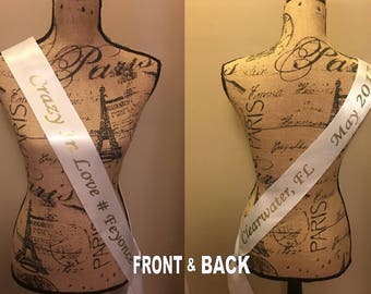 Sash Custom Made Any Title Any Clipart 60" front and back title or personalize with name on back