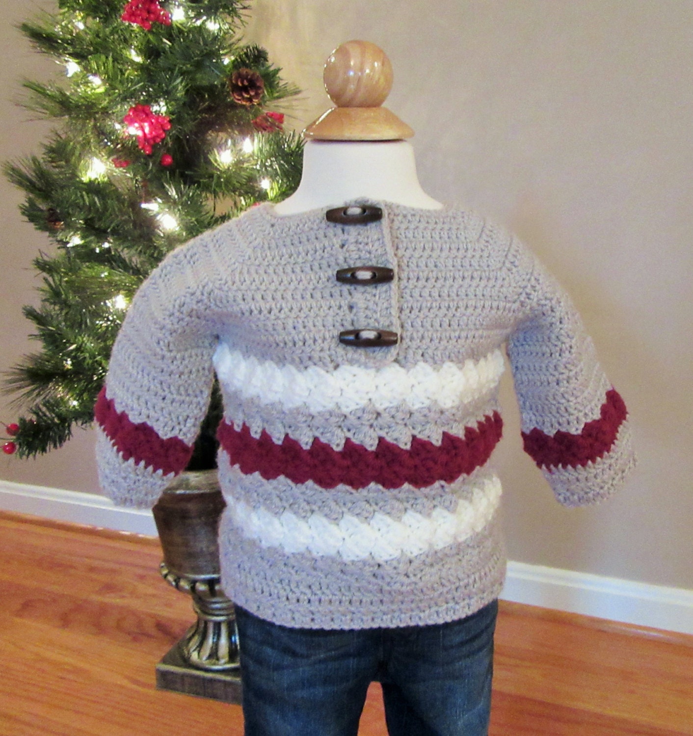 Baby Sweater and Hat Set Baby Boy Sweater Set by AmysCrochetCafe