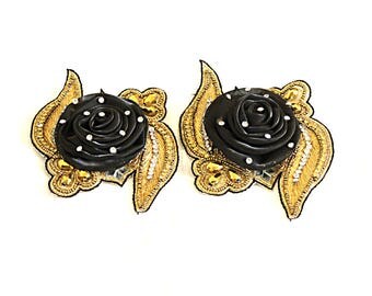 DEJ-WB5CM1646TE BLACK FLOWER APPLIQUE CARDIAGN main image 0