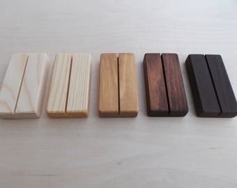 20 Wood place card holders, Restaurant table number holder, Wooden card holder, Wood sign holder, Place card holder, Wood, Photo holder