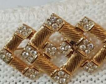 Vintage Goldtone and Rhinestone Brooch Pin