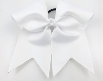 White Cheer Bow - Try Out Bow - Simple Bows - Three Inch Bows - Cheer Bows - Plain Cheer Bows - Cheerleading Bow - Team Bows