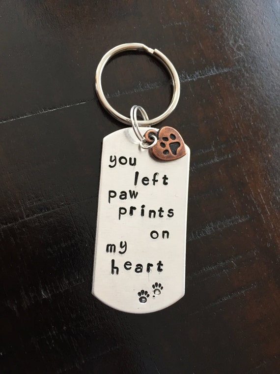 You Left Paw Prints on My Heart Keychain Charm