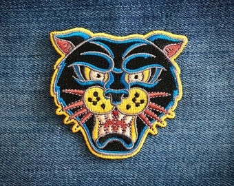 The Panther Patch// Iron On Patch // Embroidered patch // Applique // Party favors