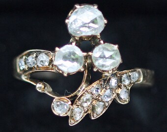 Antique Art Nouveau 14k Yellow Gold Diamond Giardinetti Ring Victorian (#6180)