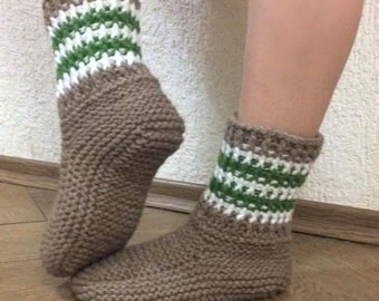 Sale! Women's wool Slipper Boots, Handknit Wool Socks, Gift Idea