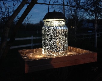Solar Lighted Lantern Bird Feeder