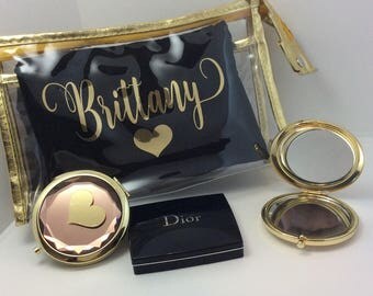 Bridesmaid make up bags-bride bag-cosmetic bag-make up bag-personalized make up bag-bridesmaid gift-wedding gift-bridalparty gift-gold bags