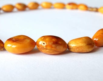 Long butterscotch amber necklace, natural Baltic amber beads, antique amber jewelry, natural Baltic amber, organic amber beads, gift for her