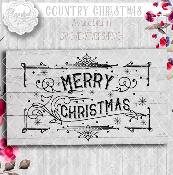 Vintage MERRY CHRISTMAS SVG File Cutting File Vector Clipart