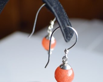 Angel skin Coral earrings in sterling silver, handmade, summer earrings