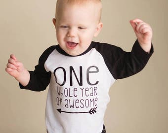 One Whole Year of Awesome Shirt | First Birthday Shirt | 1st Birthday Shirt | Boys Birthday Shirt | Girls 1st birthday | baseball tee | one